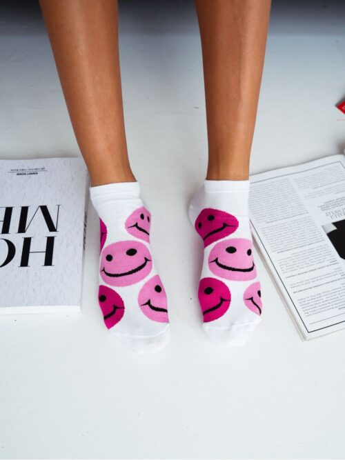 Stopki damskie emoji biało-różowe