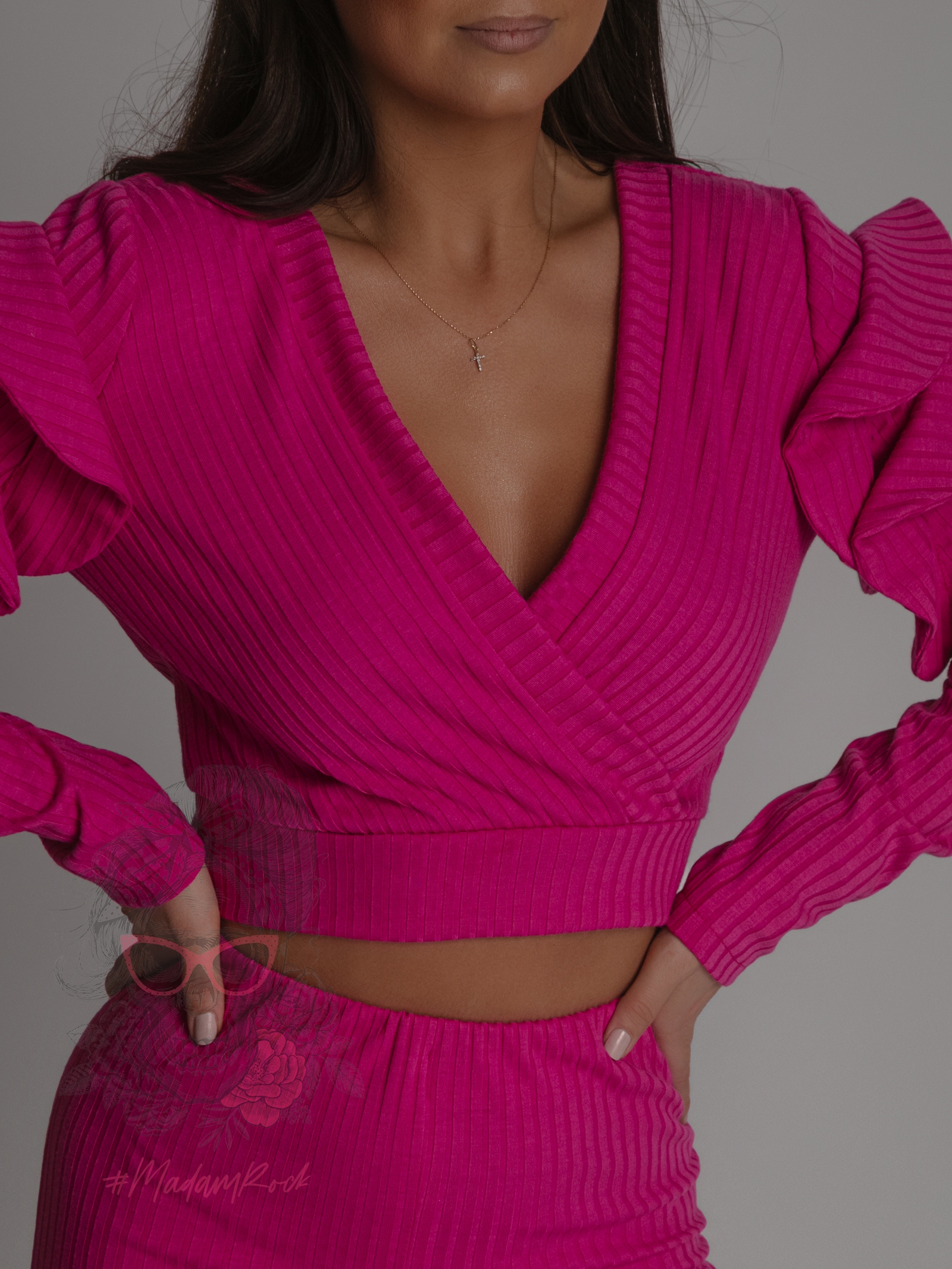 Komplet dzianinowy NB Pinkis różowy