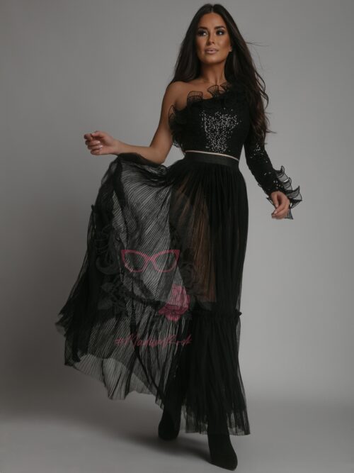 Komplet body + spódnica maxi NB Soletto czarny