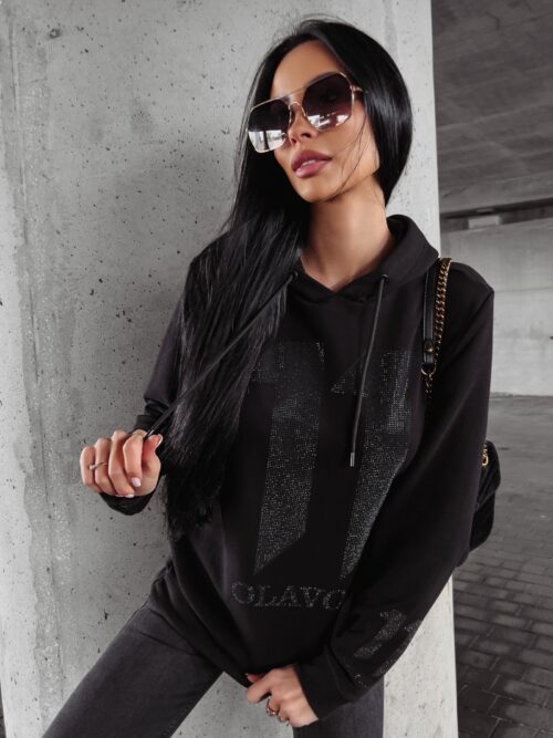 Bluza damska cekinowa aplikacja Nukus Ola Voga czarna