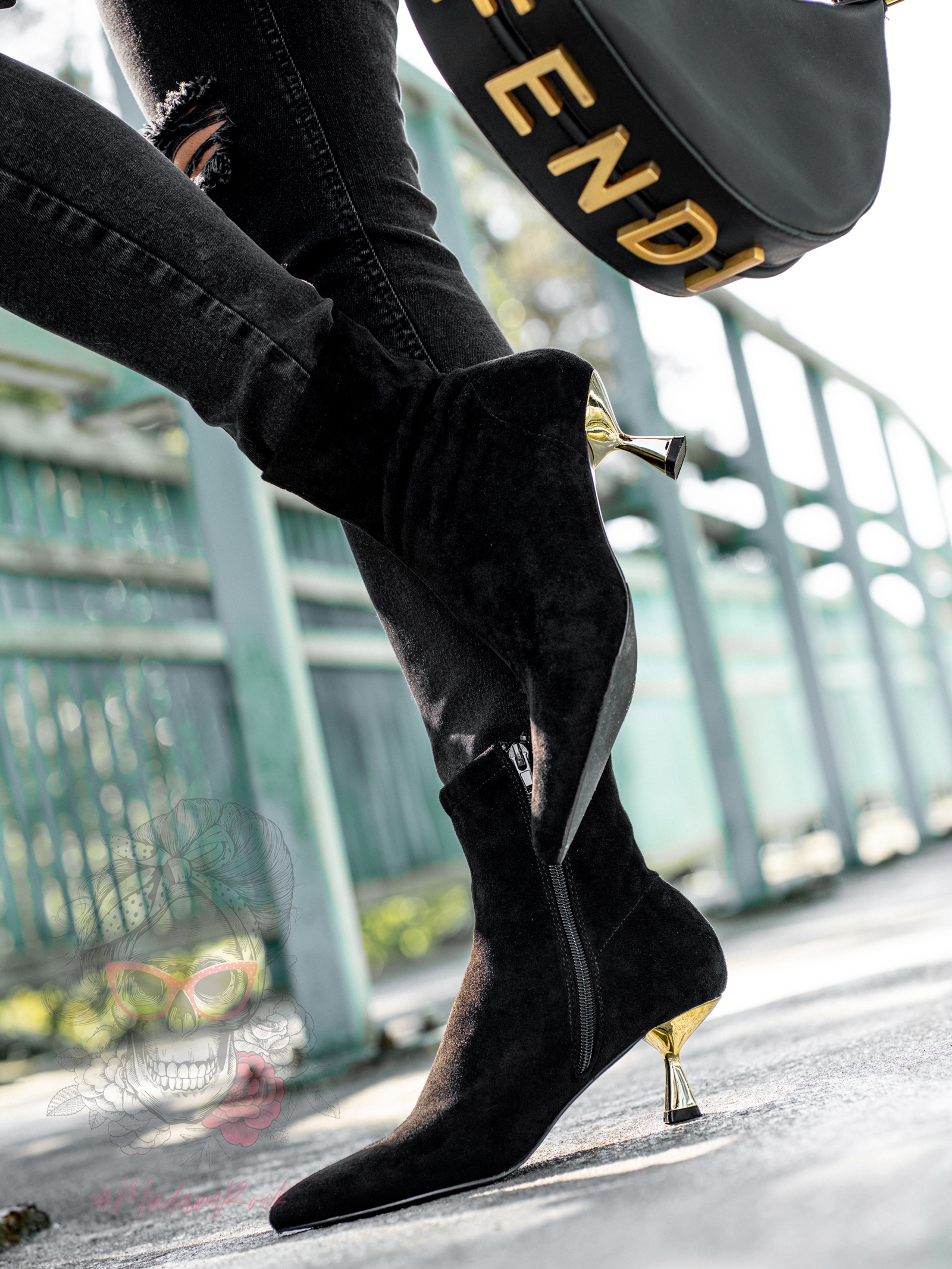 Botki na szpilce Madam Katrinas czarne