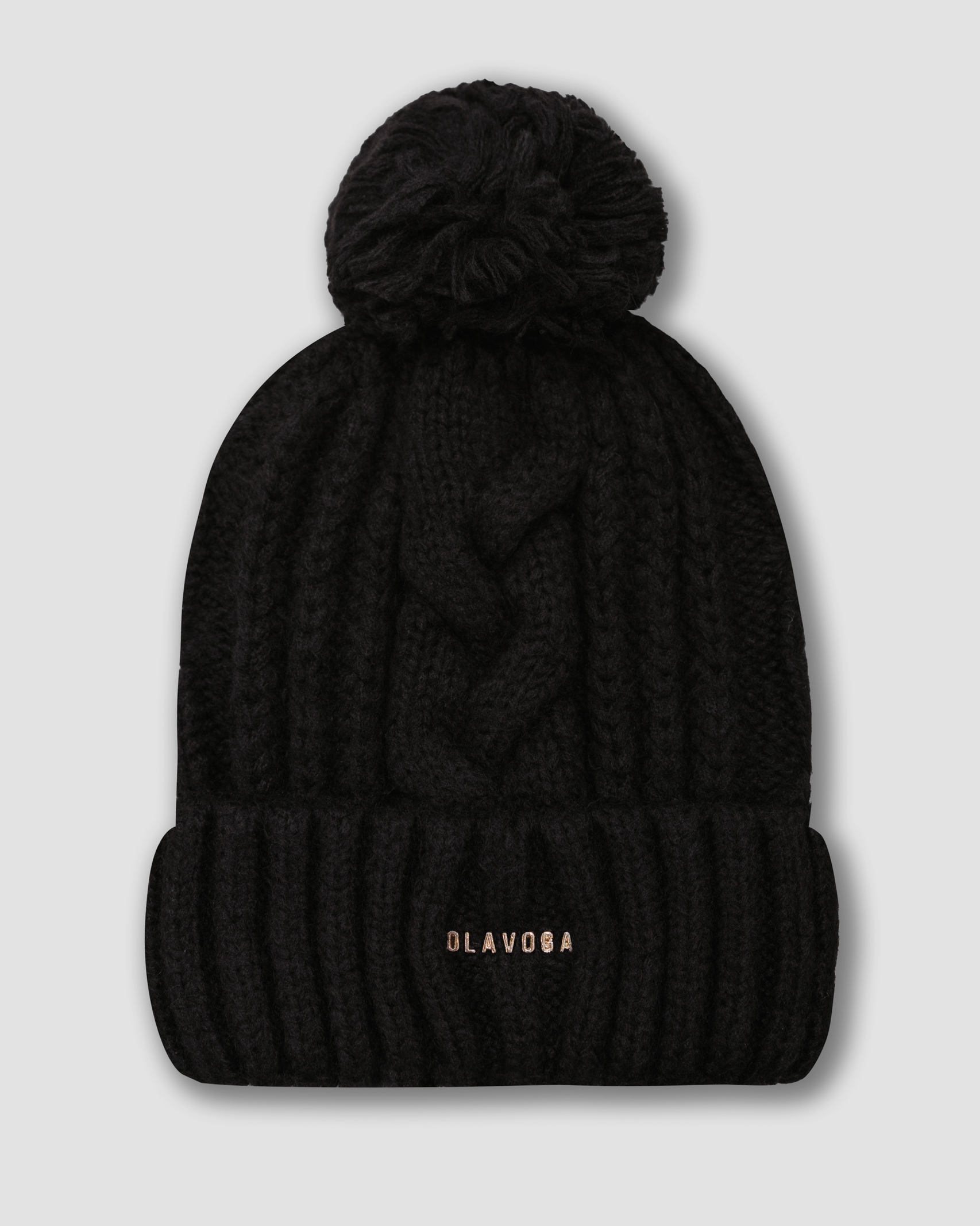 Czapka damska sweterkowa z pomponem Foggia Ola Voga czarna