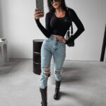 Bluzka prążkowana klasyczna Jaida Ola Voga czarna