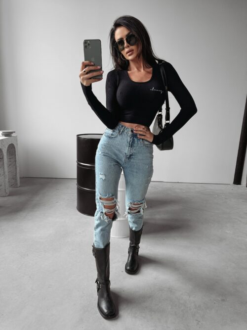 Bluzka prążkowana klasyczna Jaida Ola Voga czarna