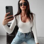 Bluzka prążkowana klasyczna Jaida Ola Voga ecru