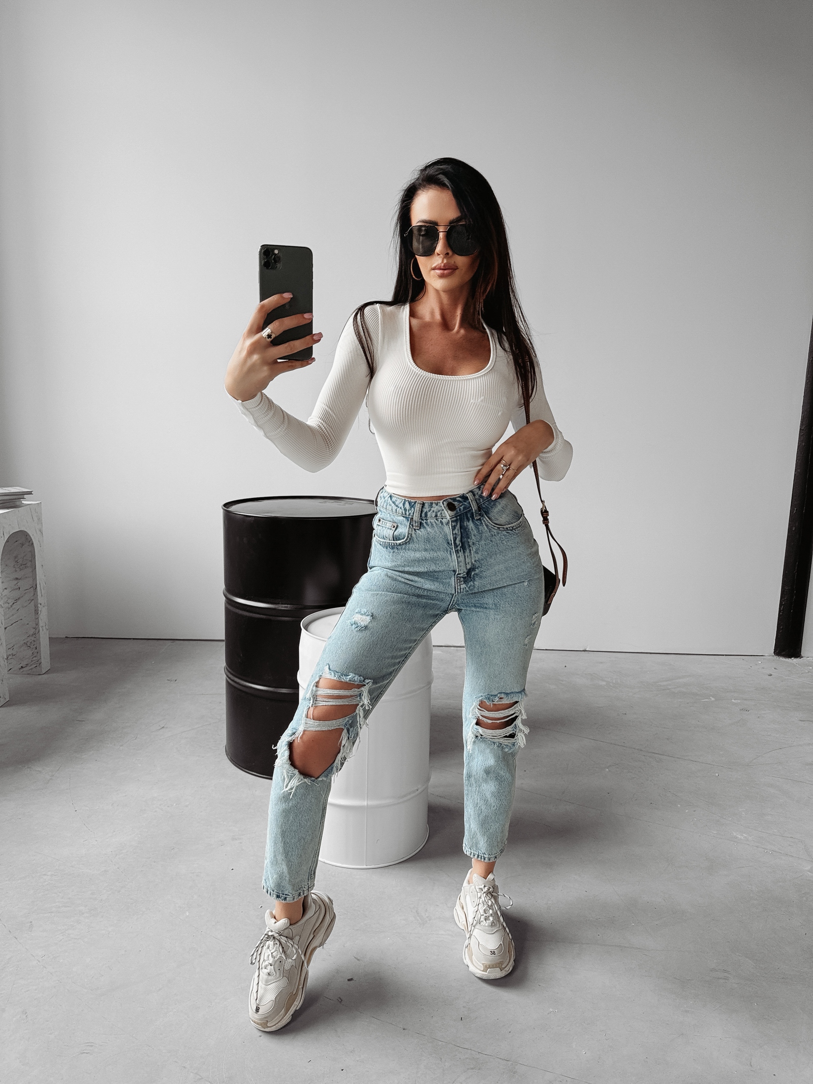 Bluzka prążkowana klasyczna Jaida Ola Voga ecru Bluzka prążkowana klasyczna Jaida Ola Voga ecru