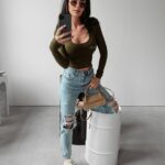 Bluzka prążkowana klasyczna Jaida Ola Voga khaki