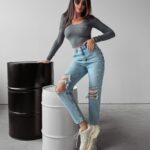 Bluzka prążkowana klasyczna Jaida Ola Voga szara