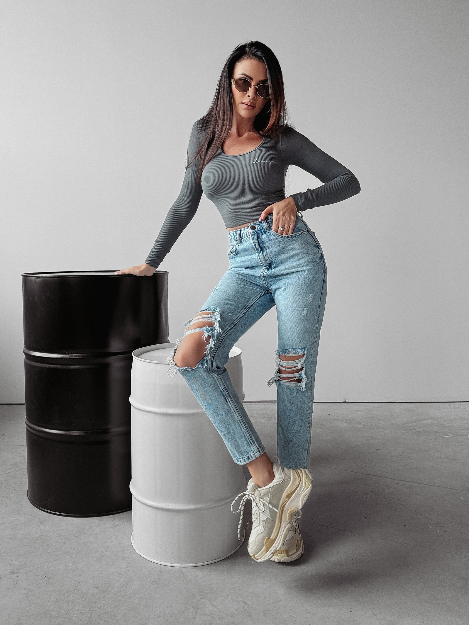 Bluzka prążkowana klasyczna Jaida Ola Voga szara Bluzka prążkowana klasyczna Jaida Ola Voga szara