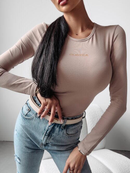 Bluzka gładka BASIC Cilla Ola Voga beżowa