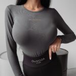 Bluzka gładka BASIC Cilla Ola Voga grafitowa