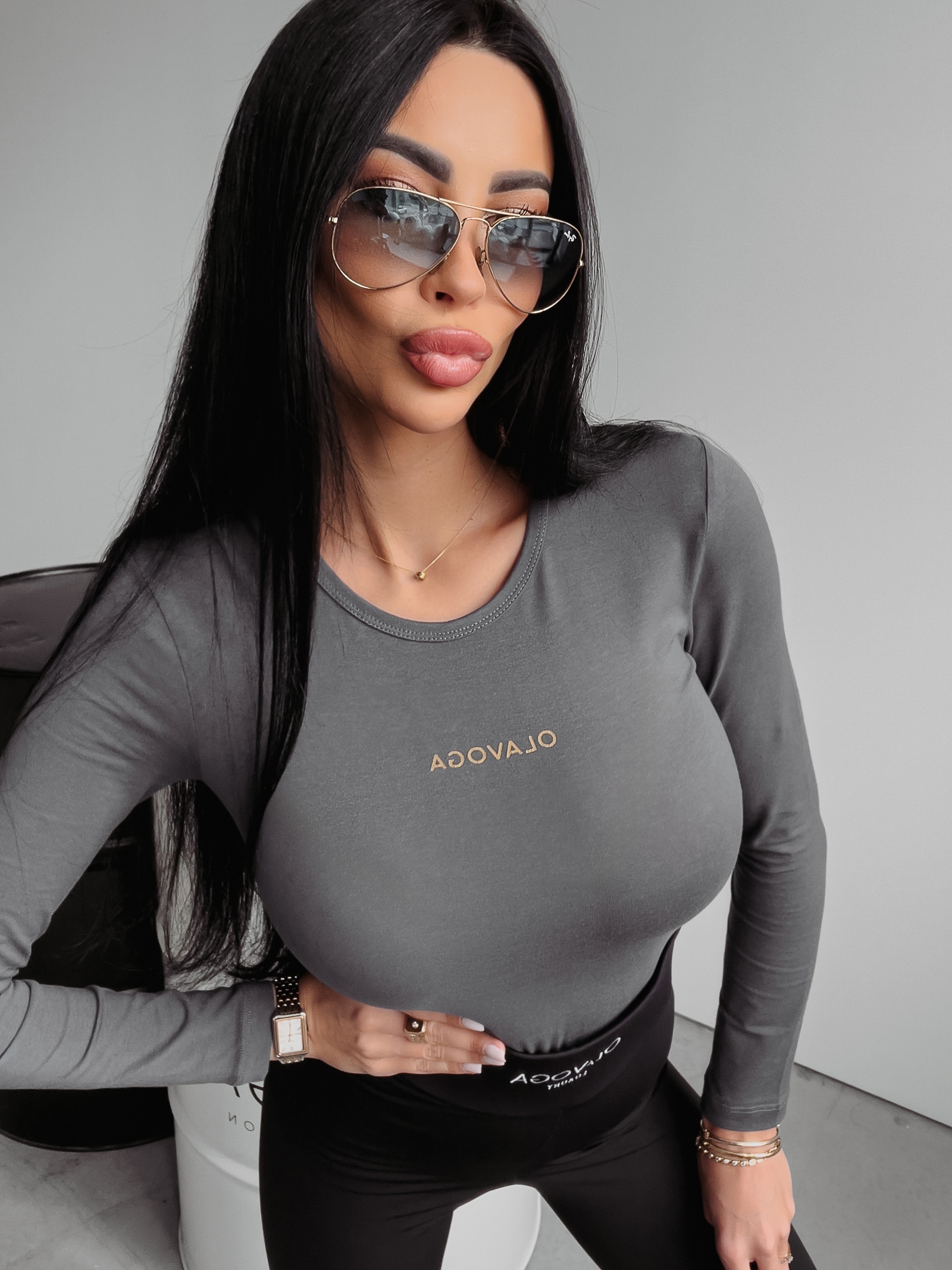 Bluzka gładka BASIC Cilla Ola Voga grafitowa Bluzka gładka BASIC Cilla Ola Voga grafitowa