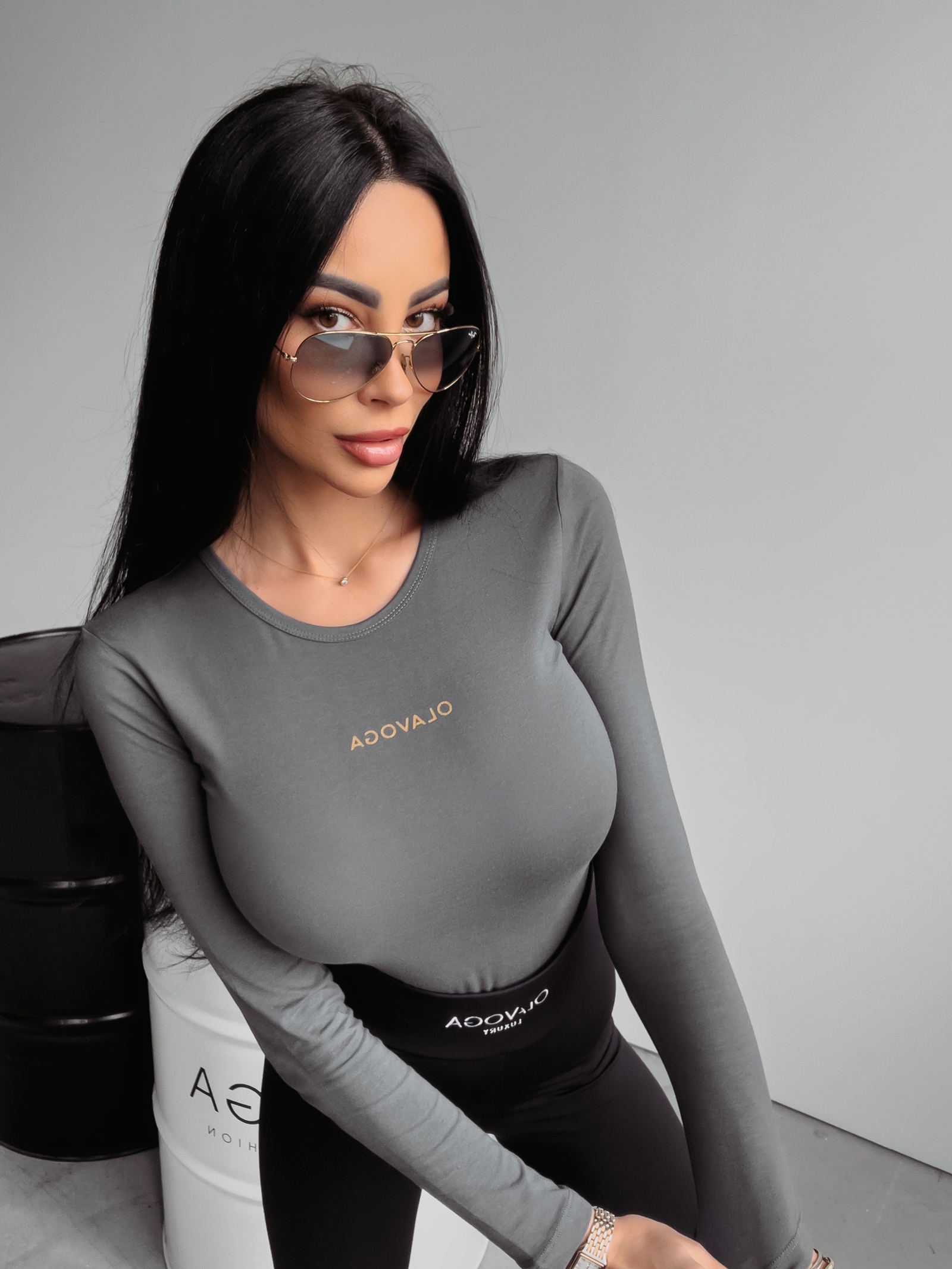 Bluzka gładka BASIC Cilla Ola Voga grafitowa Bluzka gładka BASIC Cilla Ola Voga grafitowa