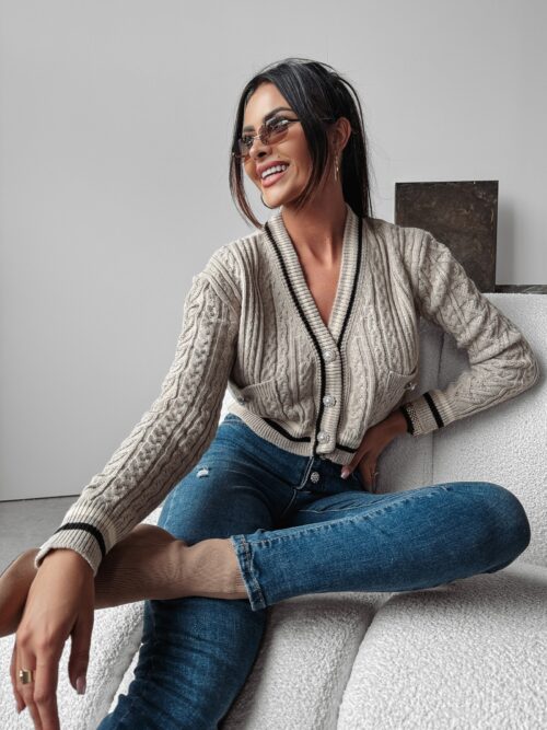 Kardigan rozpinany Taryn Ola Voga beżowy