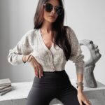 Sweter krótki dzianinowy Jase Ola Voga beżowy