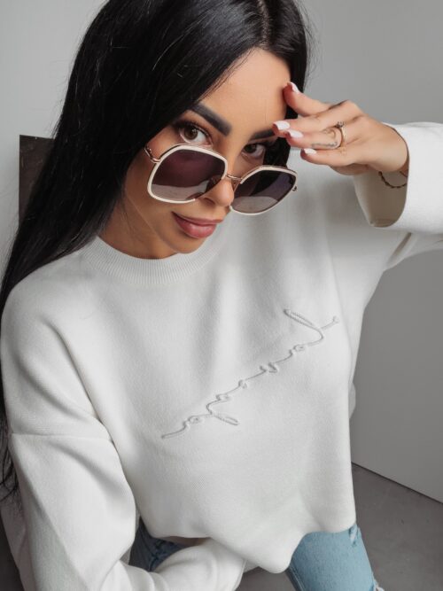 Sweter klasyczny Nell Ola Voga ecru