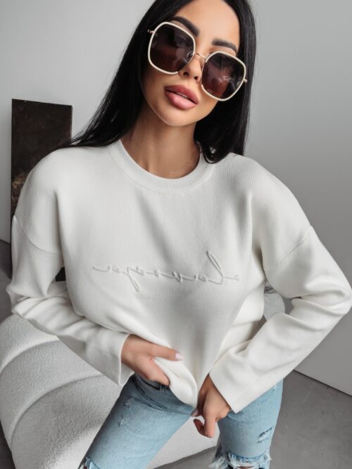 Sweter klasyczny Nell Ola Voga ecru