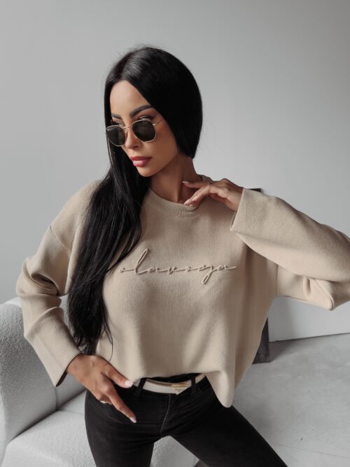 Sweter klasyczny Nell Ola Voga beżowy