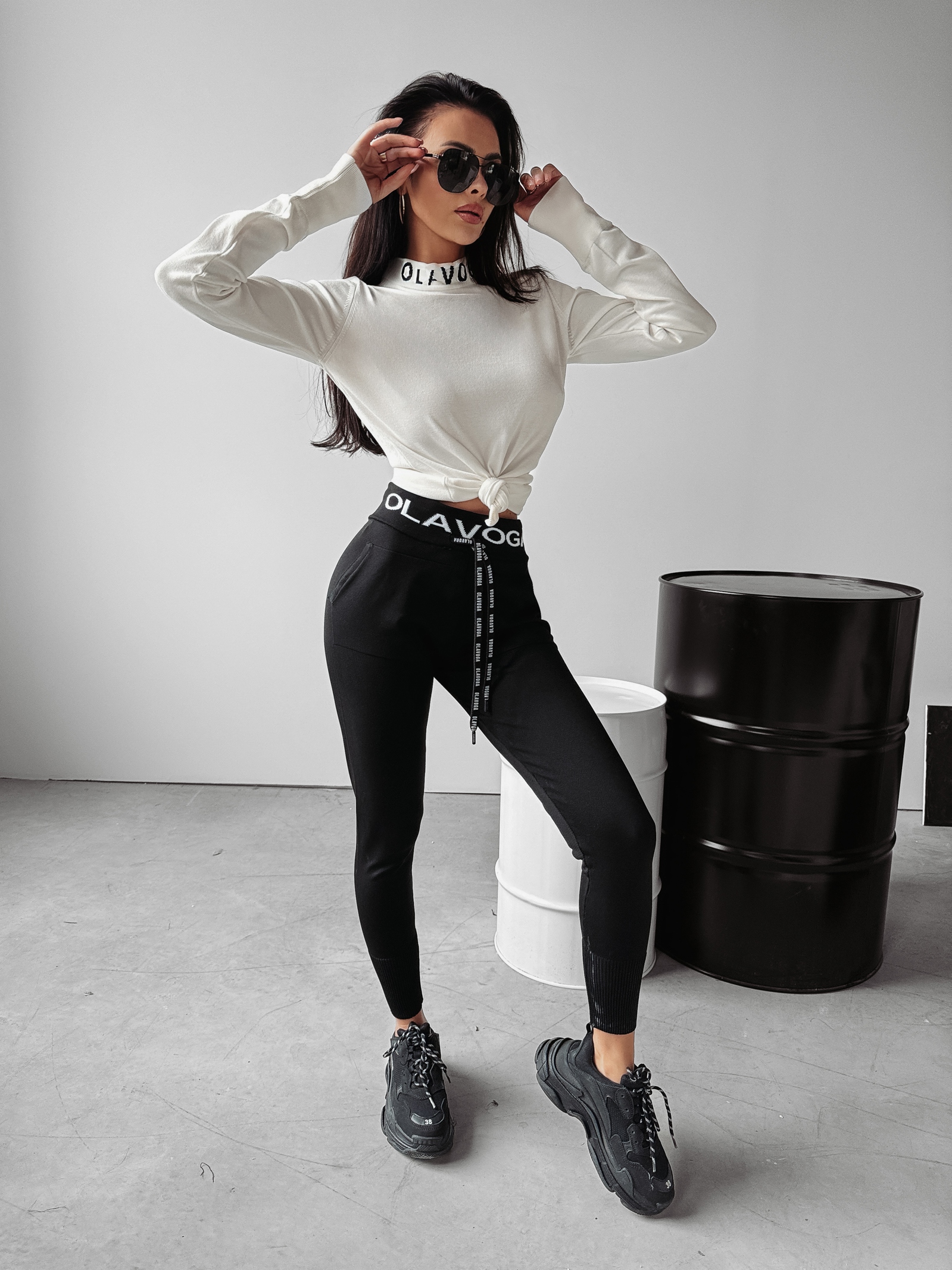 Sweter casualowy z półgolfem Cath Ola Voga ecru