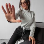 Sweter casualowy z półgolfem Cath Ola Voga j.szary