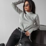 Sweter casualowy z półgolfem Cath Ola Voga j.szary