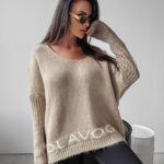 Sweter damski oversize serce Ella Ola Voga beż
