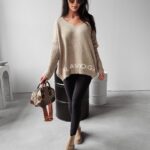 Sweter damski oversize serce Ella Ola Voga beż