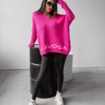 Sweter damski oversize serce Ella Ola Voga różowy