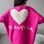 Sweter damski oversize serce Ella Ola Voga różowy