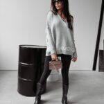 Sweter damski oversize serce Ella Ola Voga szary