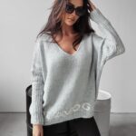Sweter damski oversize serce Ella Ola Voga szary