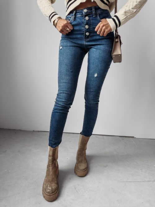 Spodnie jeansowe slim fit Boise Ola Voga niebieskie