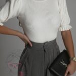 Spodnie z szerokimi nogawkami Kass szare