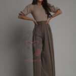 Spodnie z szerokimi nogawkami Kass brązowe