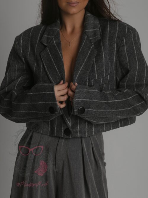 Marynarka krótka z flauszu Zoga grafitowa