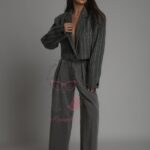 Marynarka krótka z flauszu Zoga grafitowa