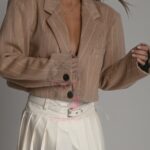 Marynarka krótka z flauszu Zoga c.beżowa