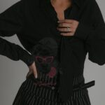 Spódniczko-spodenki w paski Simpleto czarne