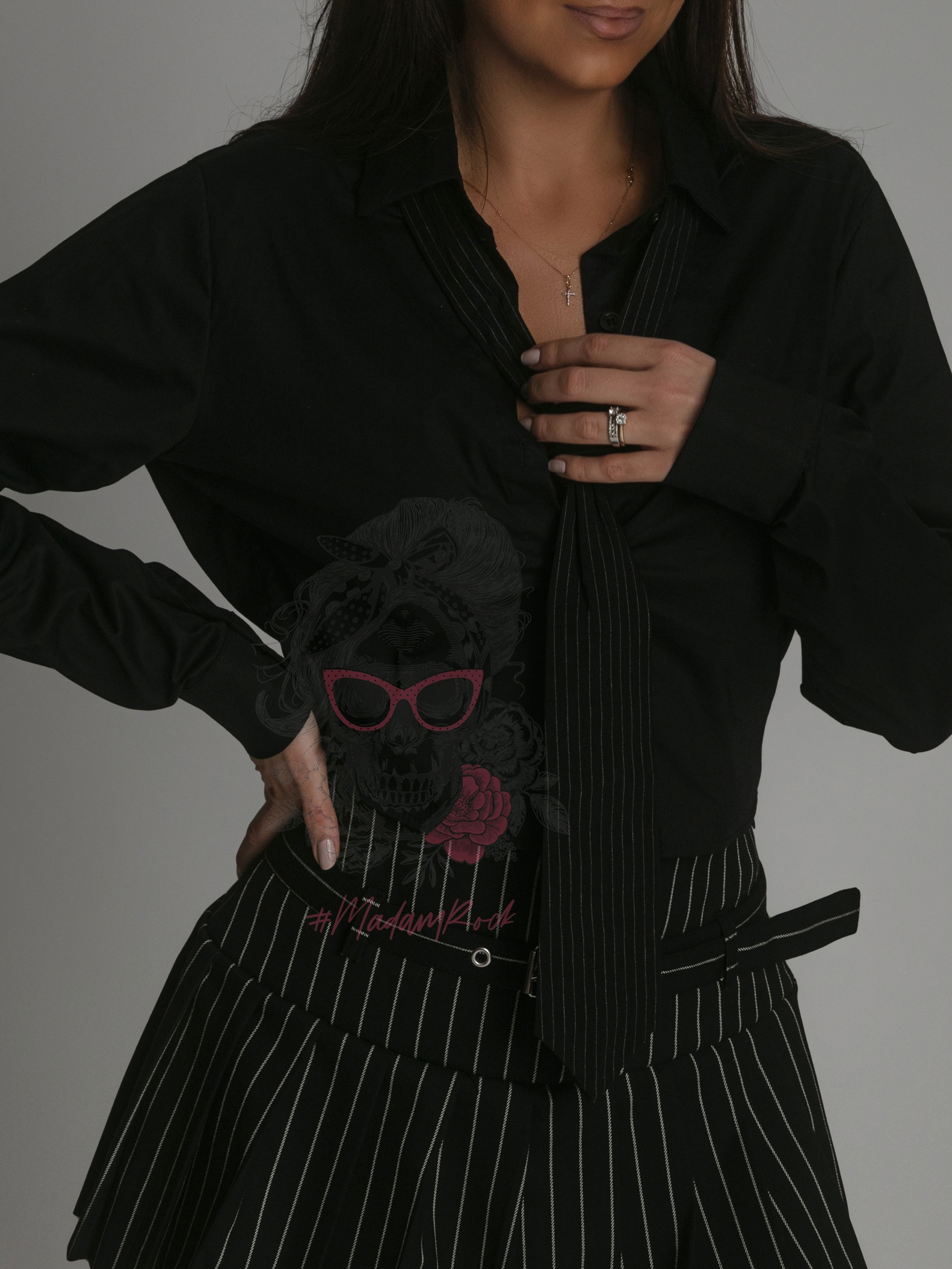 Spódniczko-spodenki w paski Simpleto czarne