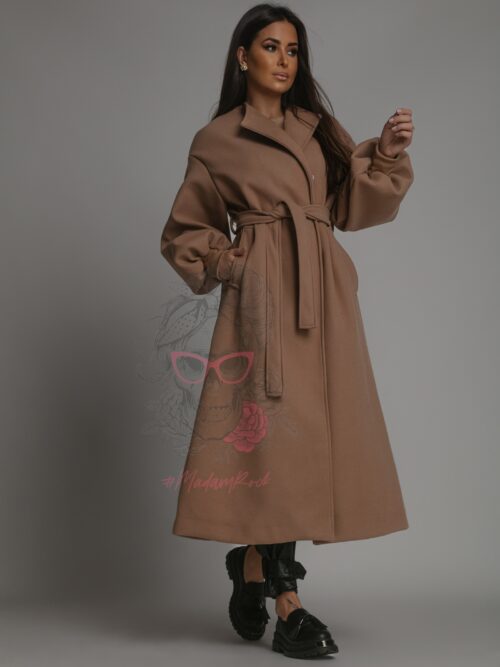 Płaszcz flauszowy Autumen karmelowy