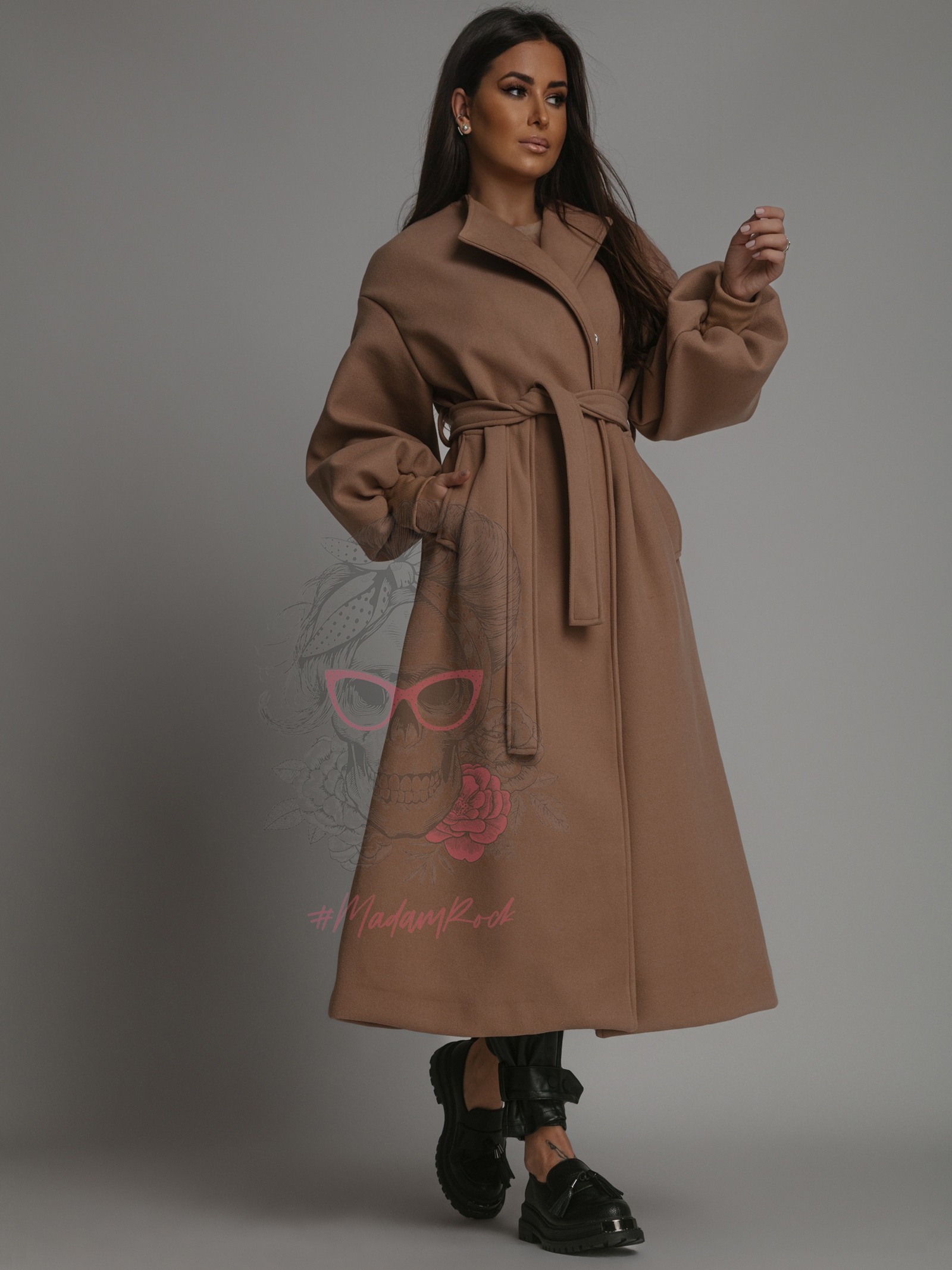 Płaszcz flauszowy Autumen karmelowy