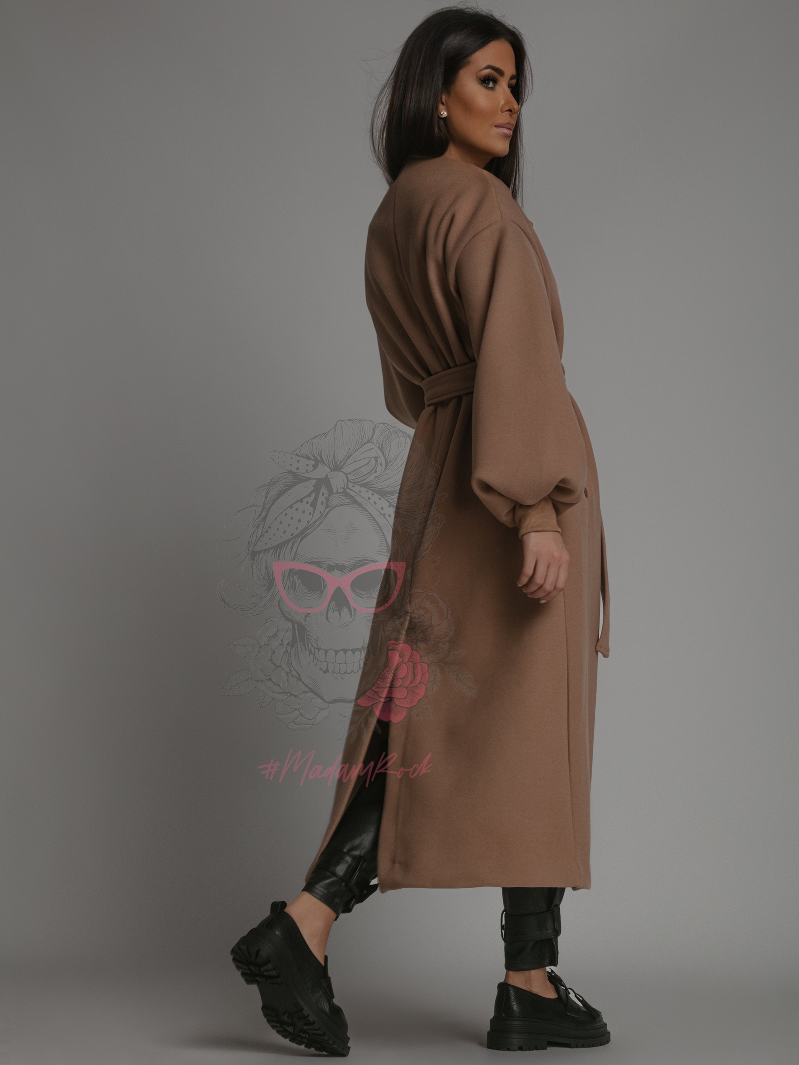 Płaszcz flauszowy Autumen karmelowy