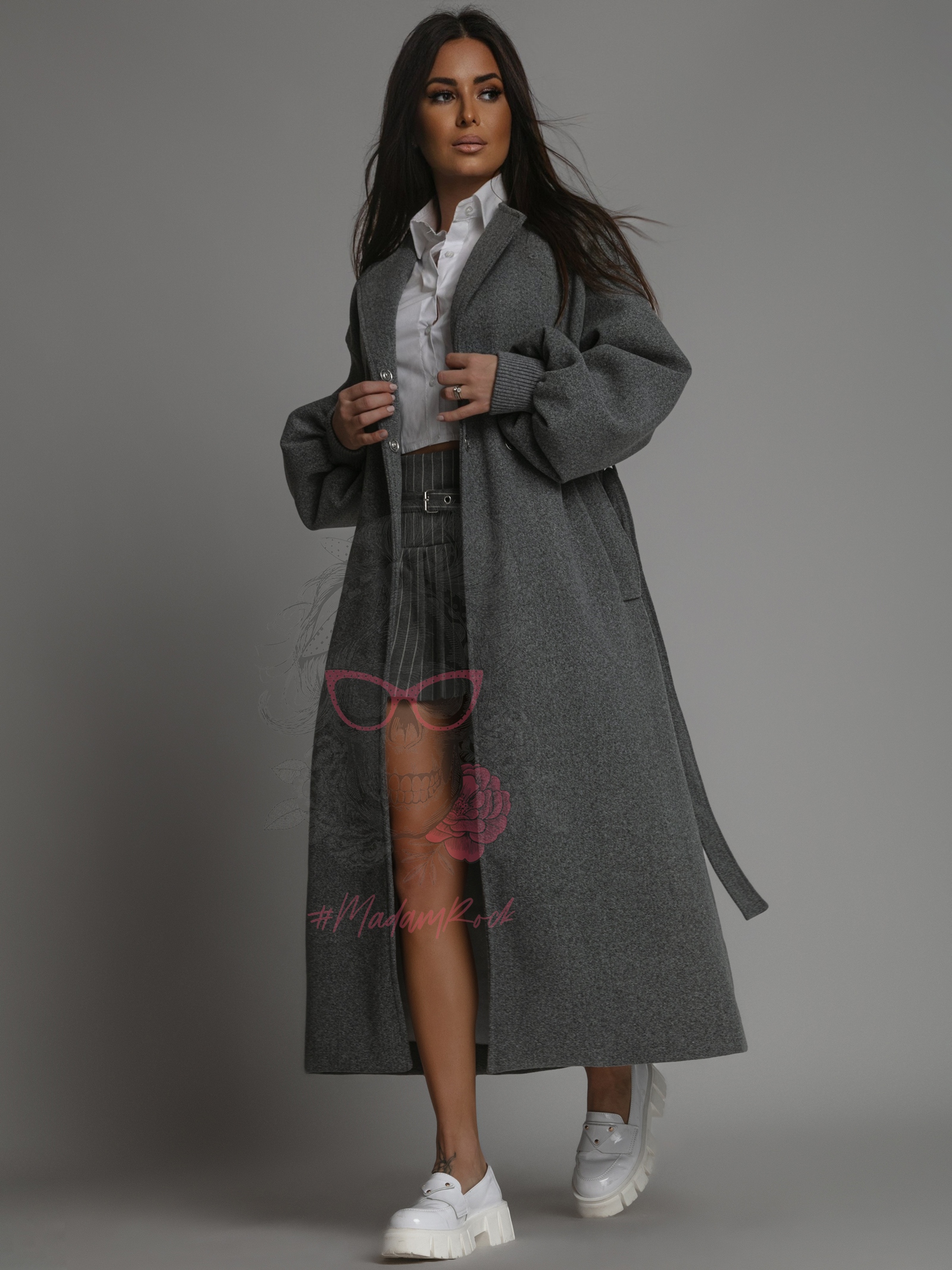 Płaszcz flauszowy Autumen szary