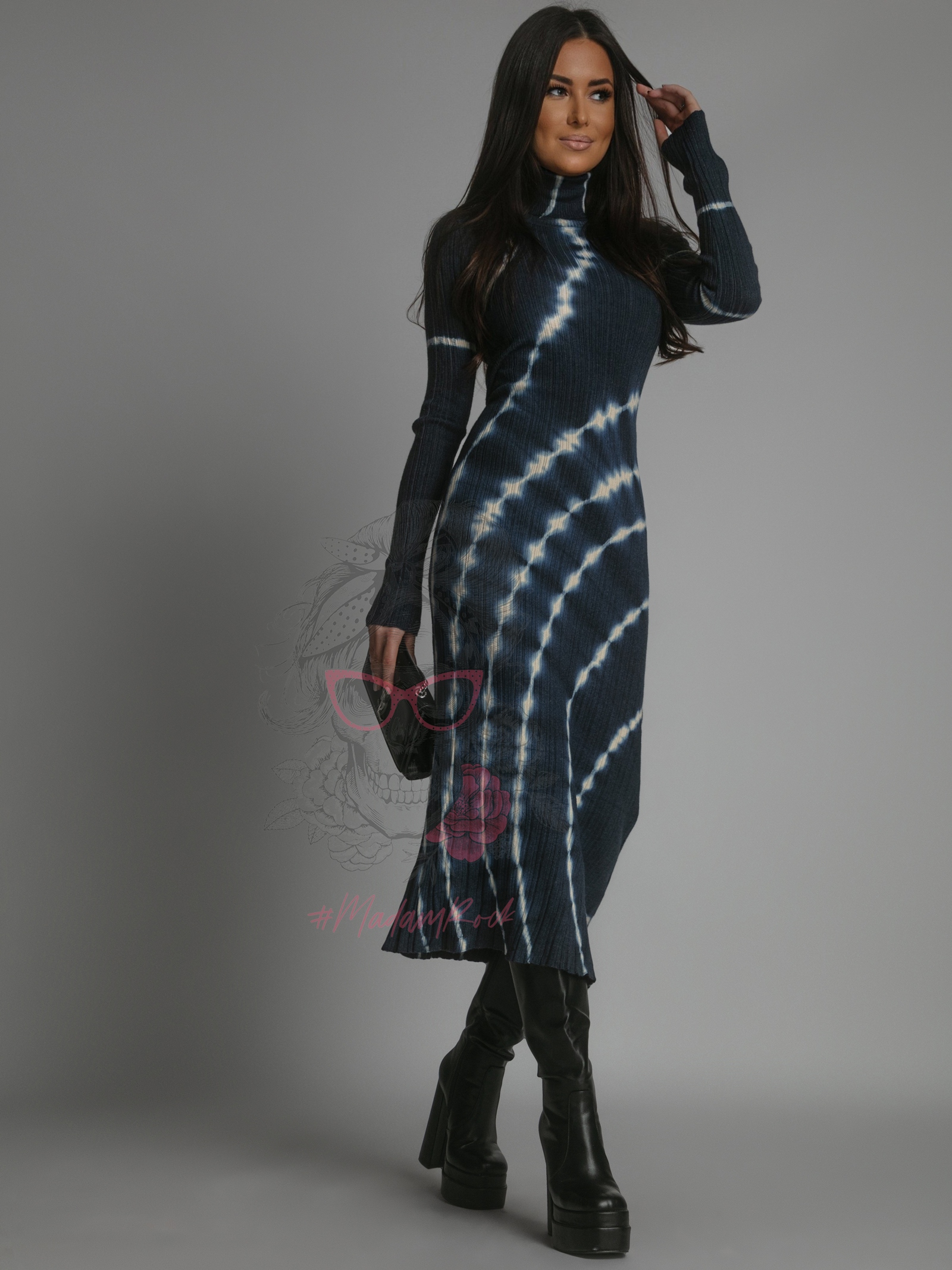 Sukienka dzianinowa Shadows granat