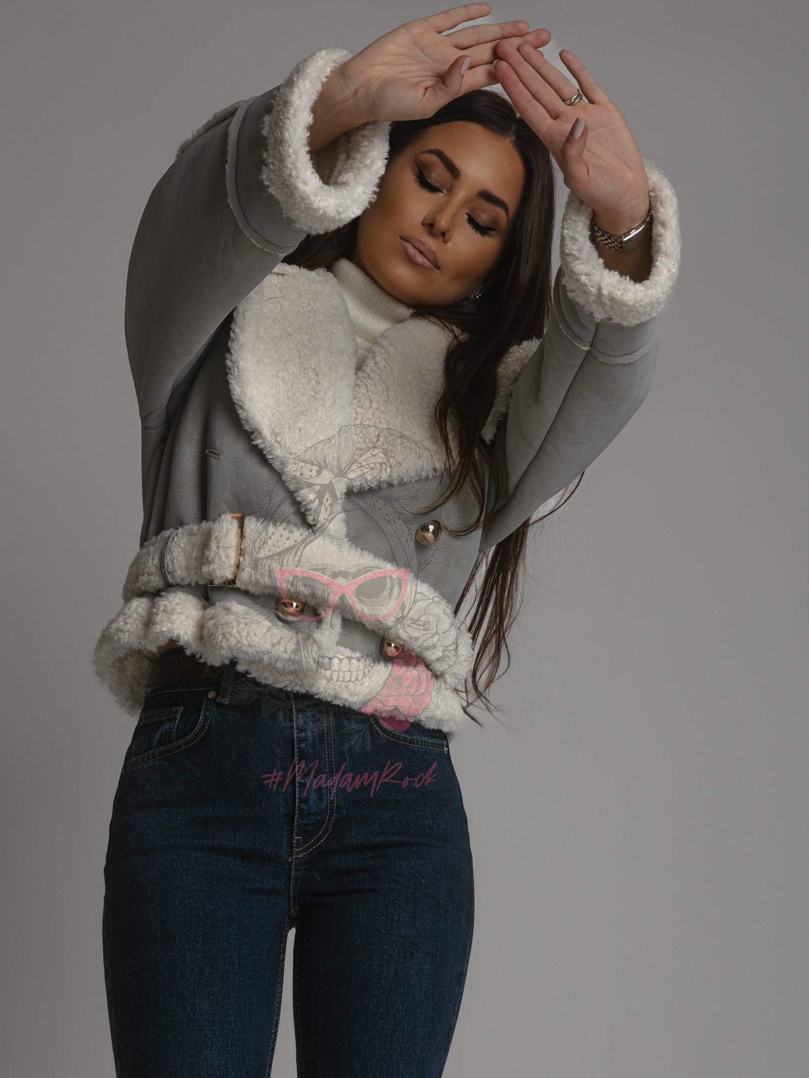 Kożuszek z barankiem Weago szary