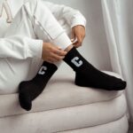 Skarpetki damskie frotte litera C czarne