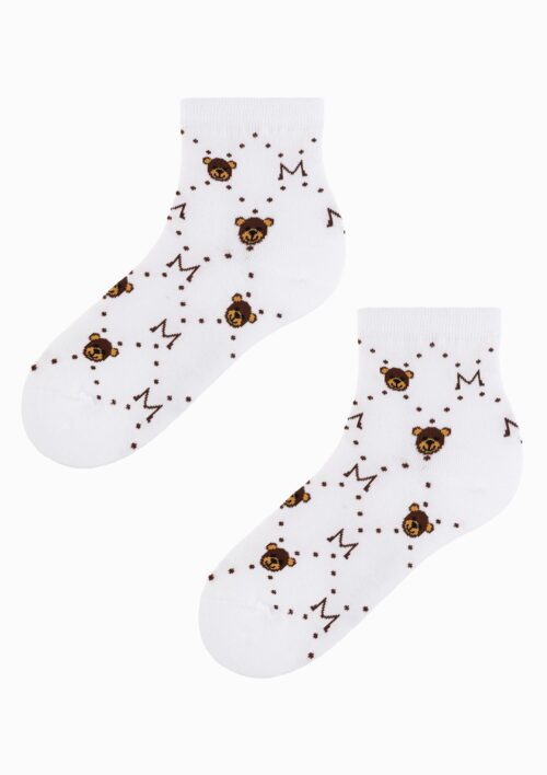 Skarpetki damskie z misiami Teddy białe