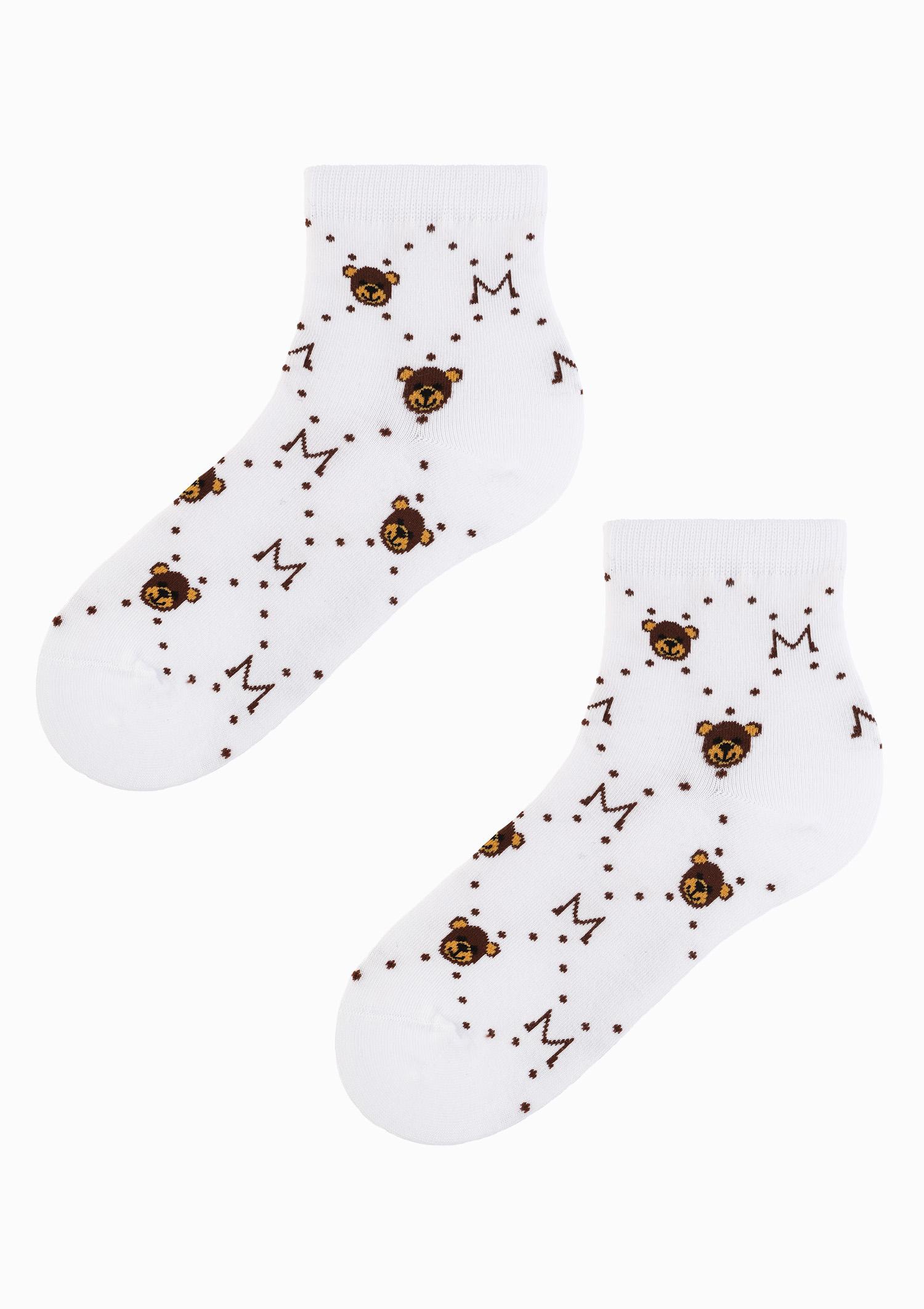 Skarpetki damskie z misiami Teddy białe