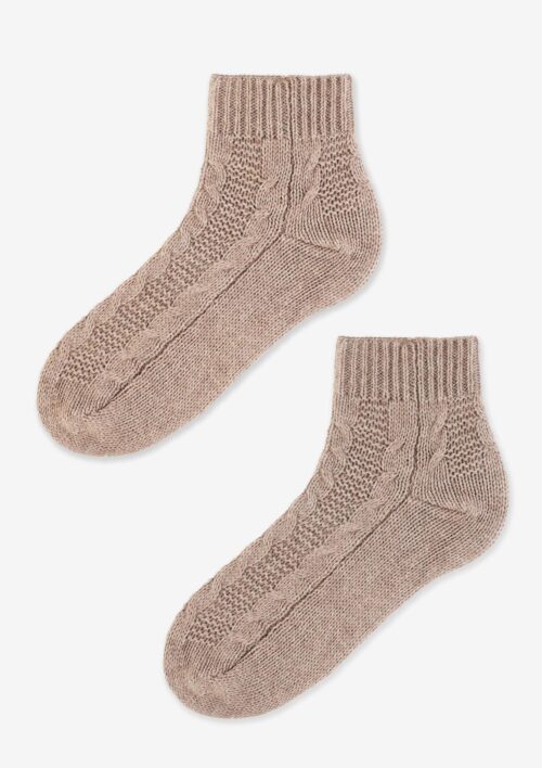 Skarpetki plecione bawełniane 100DEN cappuccino