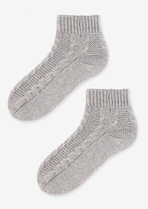 Skarpetki plecione bawełniane 100DEN szare